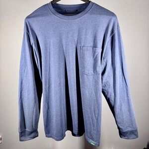 Woolrich Green Label Mens XL Long Sleeve Pocket T-Shirt Blue Heathered 1805125